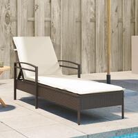 Liggestol med hynde 63x200x81 cm polyrattan brun