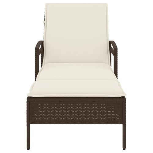 Liggestol med hynde 63x200x81 cm polyrattan brun