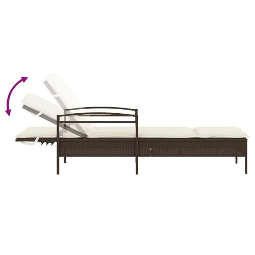 Liggestol med hynde 63x200x81 cm polyrattan brun
