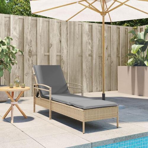 Liggestol med hynde 63x200x81 cm polyrattan beige