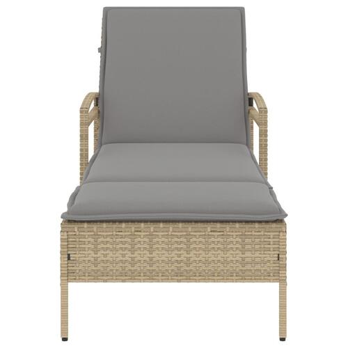 Liggestol med hynde 63x200x81 cm polyrattan beige