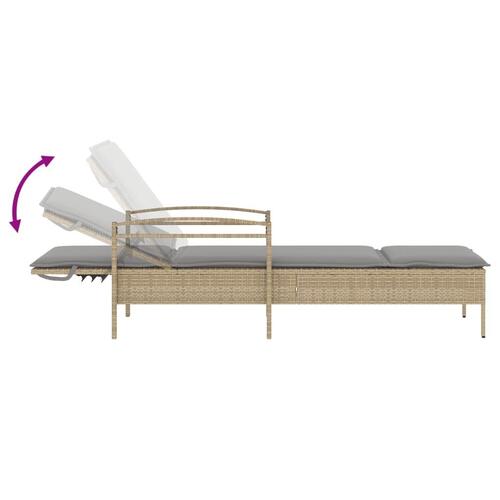 Liggestol med hynde 63x200x81 cm polyrattan beige