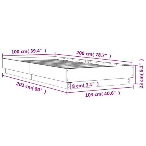 Sengeramme 100x200 cm konstrueret træ betongrå