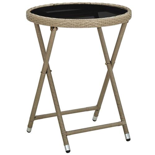 Bistrosæt til haven 3 dele med hynder polyrattan og glas beige