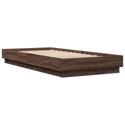 Sengeramme 100x200 cm uden madras konstrueret træ brunt eg