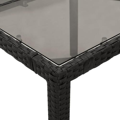 Havebord med glastop 150x90x75 cm polyrattan sort