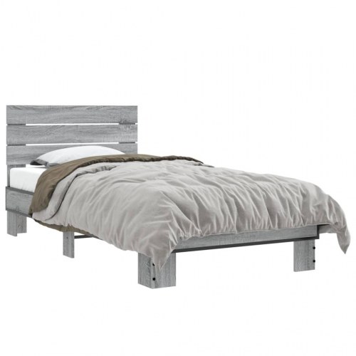 Sengeramme 75x190 cm konstrueret træ og metal grå sonoma-eg