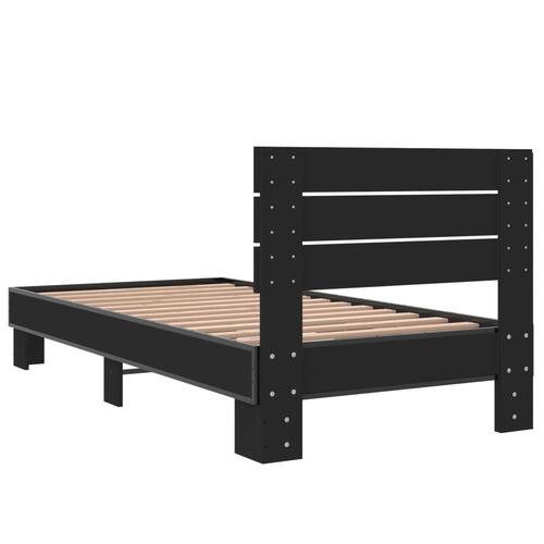 Sengeramme 90x190 cm konstrueret træ og metal sort