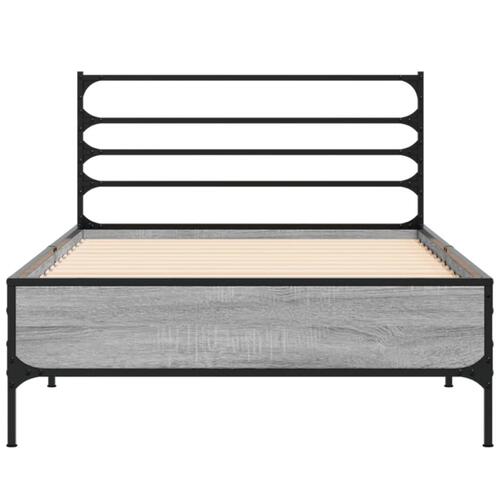 Sengeramme 90x200 cm konstrueret træ og metal grå sonoma-eg