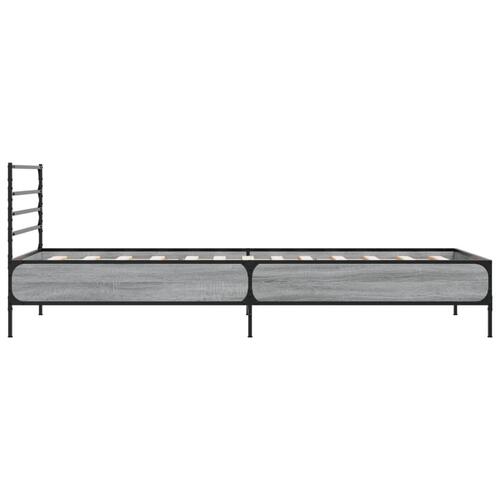Sengeramme 90x200 cm konstrueret træ og metal grå sonoma-eg