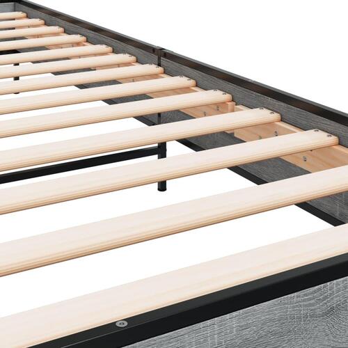 Sengeramme 90x200 cm konstrueret træ og metal grå sonoma-eg