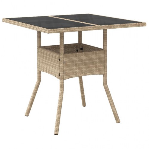 Spisebordssæt til haven 3 dele med hynder polyrattan og glas