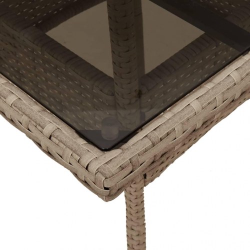 Spisebordssæt til haven 3 dele med hynder polyrattan og glas