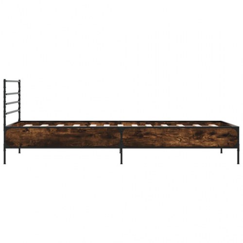 Sengeramme 90x190 cm konstrueret træ og metal røget eg