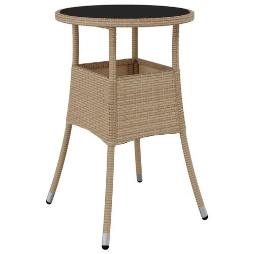 Spisebordssæt til haven 3 dele med hynder polyrattan og glas
