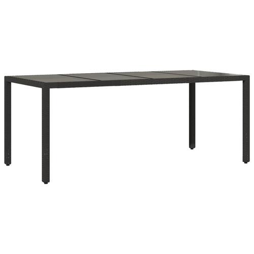 Spisebordssæt til haven 7dele m. hynder polyrattan og glas sort