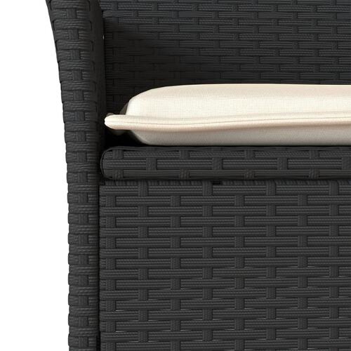Spisebordssæt til haven 7dele m. hynder polyrattan og glas sort