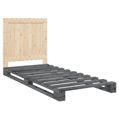Sengeramme med sengegavl 90x200 cm massivt fyrretræ grå