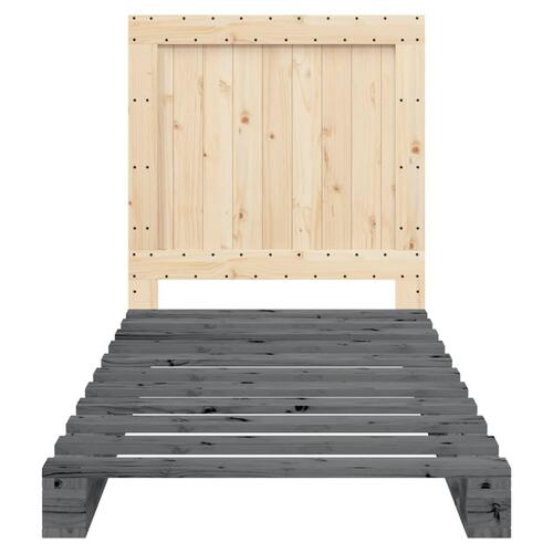 Sengeramme med sengegavl 90x200 cm massivt fyrretræ grå