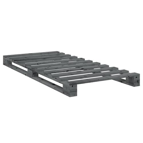 Sengeramme med sengegavl 90x200 cm massivt fyrretræ grå