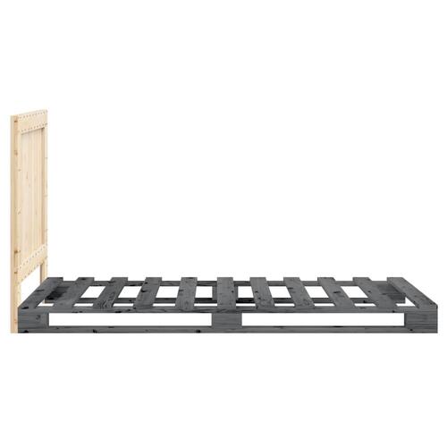 Sengeramme med sengegavl 90x200 cm massivt fyrretræ grå