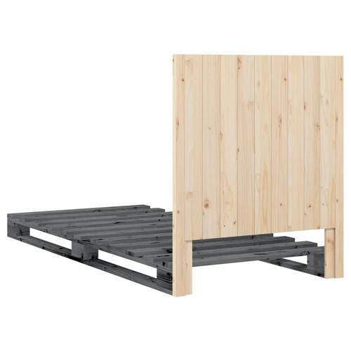 Sengeramme med sengegavl 90x200 cm massivt fyrretræ grå