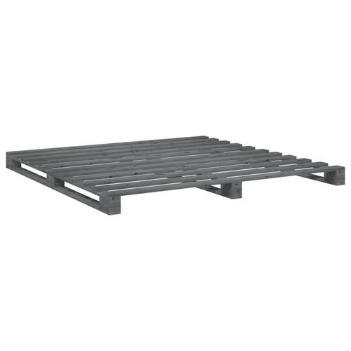 Sengeramme med sengegavl 200x200 cm massivt fyrretræ grå