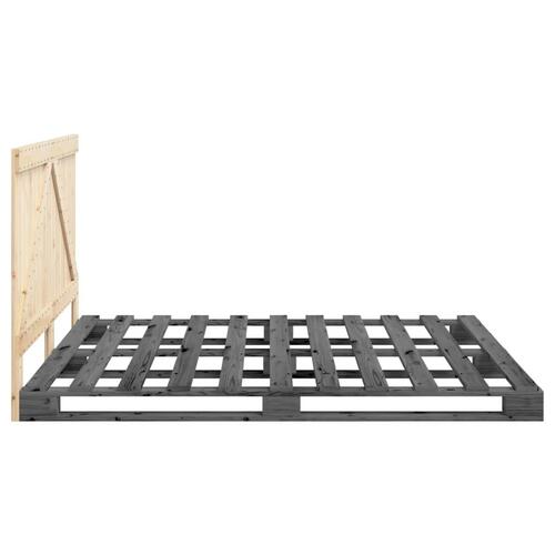 Sengeramme med sengegavl 200x200 cm massivt fyrretræ grå