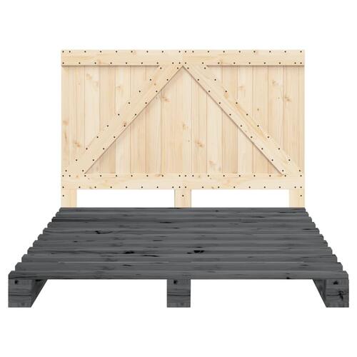 Sengeramme med sengegavl 160x200 cm massivt fyrretræ grå
