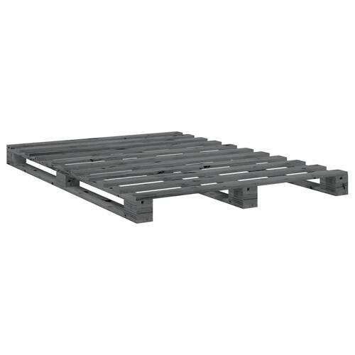Sengeramme med sengegavl 160x200 cm massivt fyrretræ grå