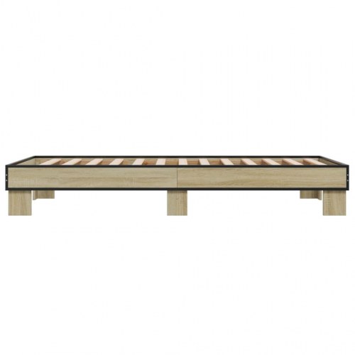 Sengeramme 100x200 cm konstrueret træ og metal sonoma-eg