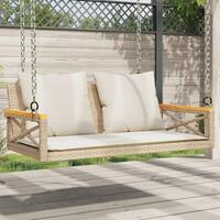 Havebænk med hynder 109x62x40 cm polyrattan beige