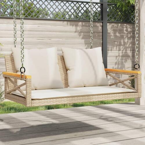 Havebænk med hynder 109x62x40 cm polyrattan beige