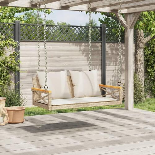 Havebænk med hynder 109x62x40 cm polyrattan beige
