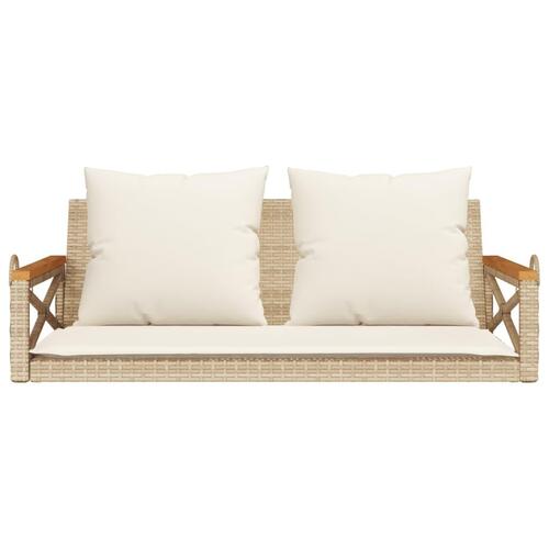 Havebænk med hynder 109x62x40 cm polyrattan beige