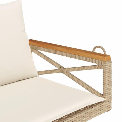 Havebænk med hynder 109x62x40 cm polyrattan beige