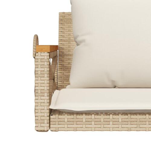 Havebænk med hynder 109x62x40 cm polyrattan beige