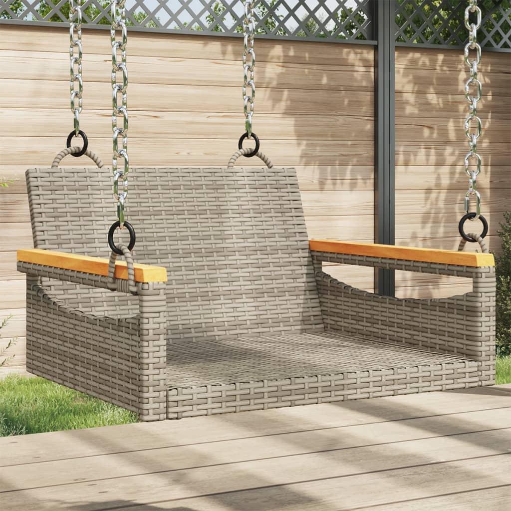 Gyngebænk 63x62x40 cm polyrattan grå billede