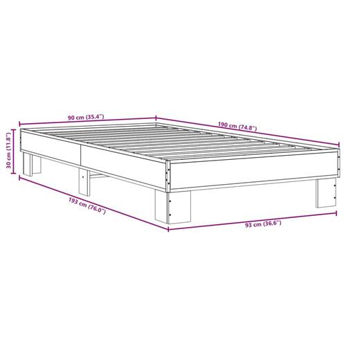 Sengeramme 90x190 cm konstrueret træ og metal sort