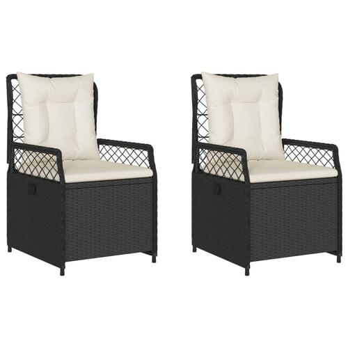 Havestole 2 stk. med lænefunktion polyrattan sort