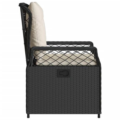 Havestole 2 stk. med lænefunktion polyrattan sort