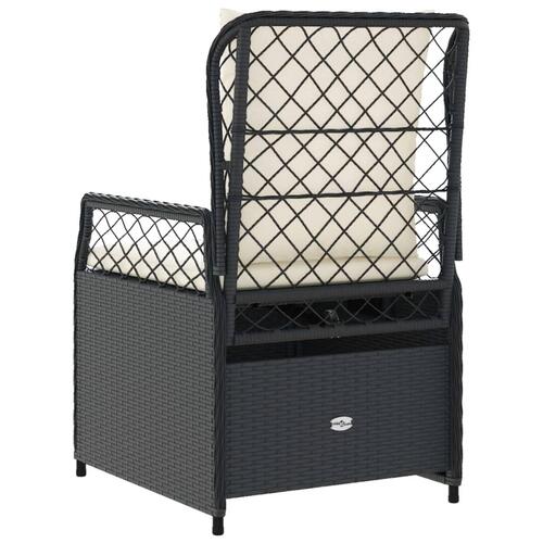 Havestole 2 stk. med lænefunktion polyrattan sort