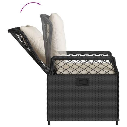 Havestole 2 stk. med lænefunktion polyrattan sort