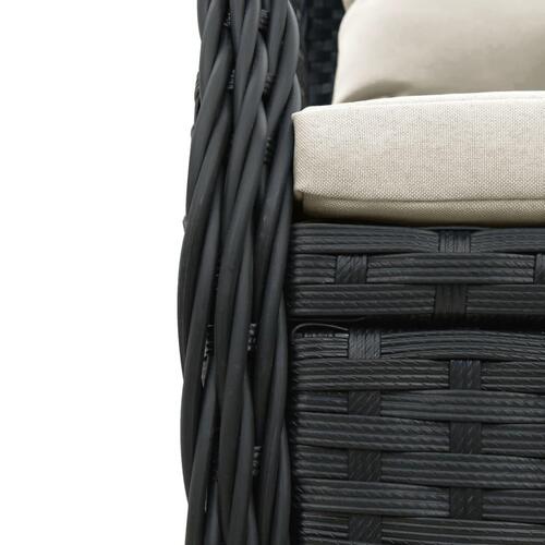 Havestole 2 stk. med lænefunktion polyrattan sort