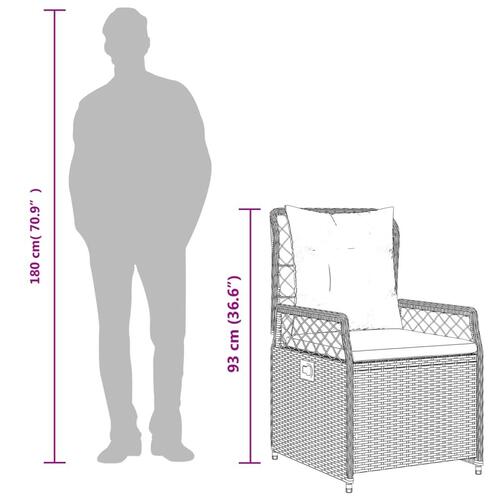 Havestole 2 stk. med lænefunktion polyrattan sort