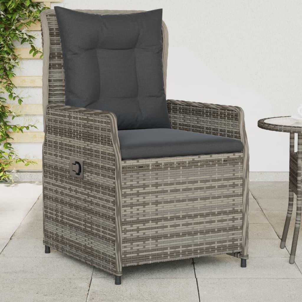 Havestole 2 stk. med lænefunktion polyrattan grå
