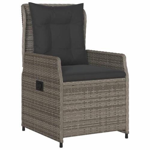 Havestole 2 stk. med lænefunktion polyrattan grå