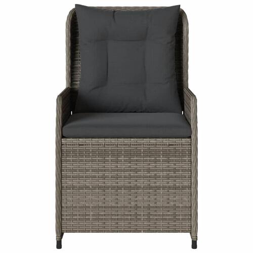 Havestole 2 stk. med lænefunktion polyrattan grå