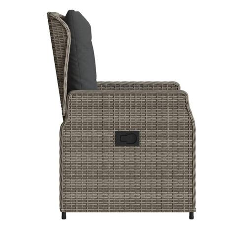Havestole 2 stk. med lænefunktion polyrattan grå