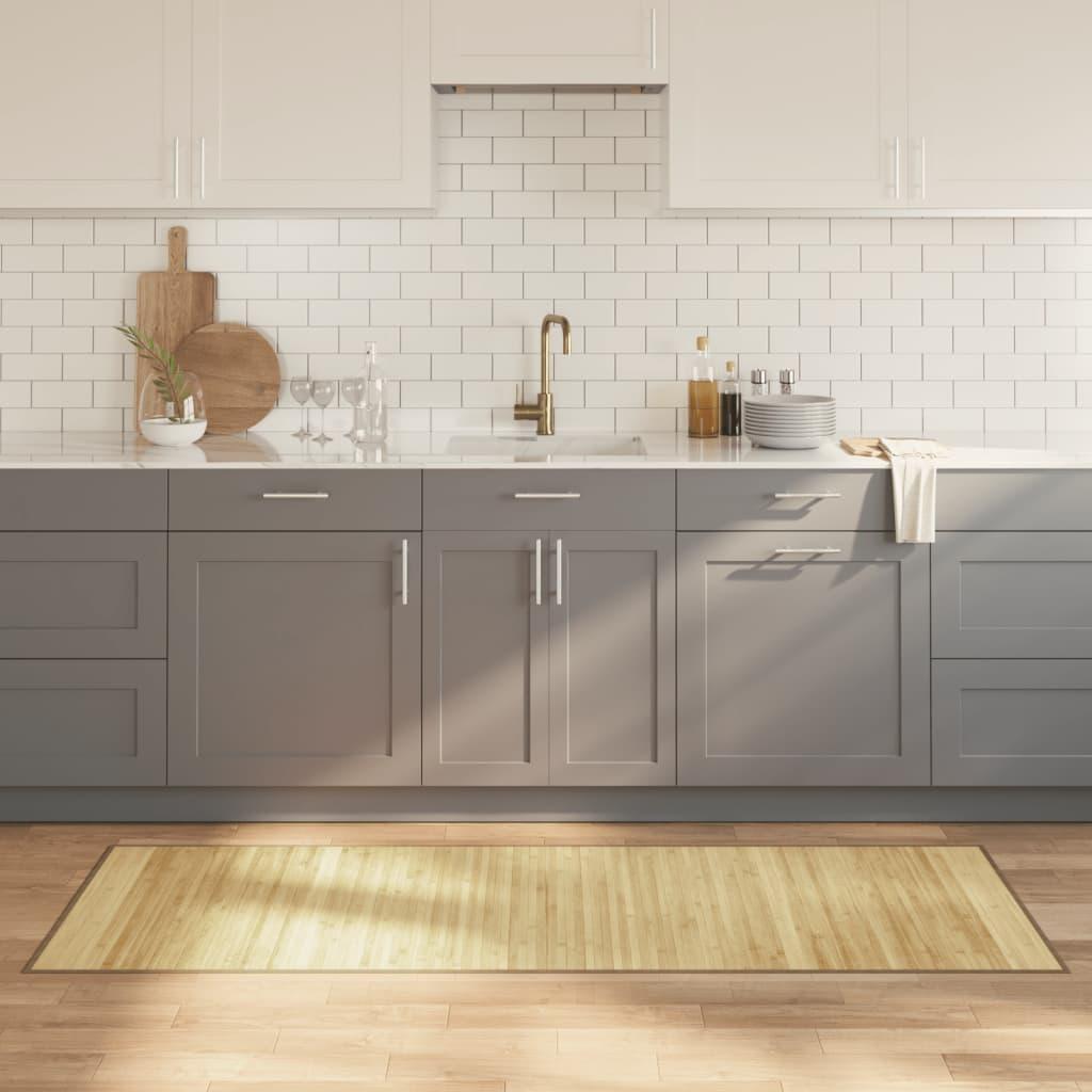 Gulvtæppe 70x200 cm rektangulær bambus lys naturfarvet